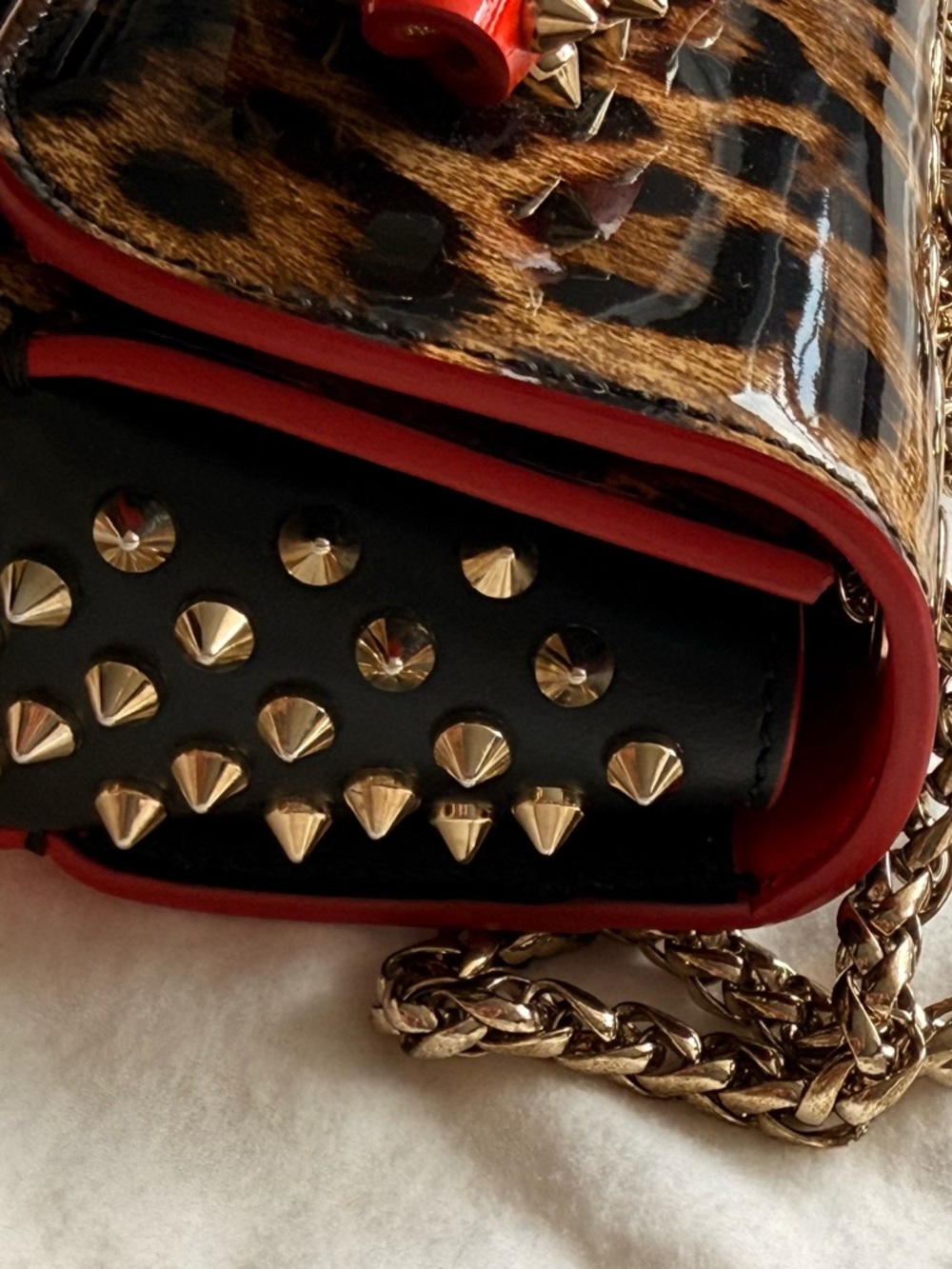 NEW Rare CHRISTIAN LOUBOUTIN Sweet Charity leopard red Leather Shoulder Bag - Picture 4 of 13